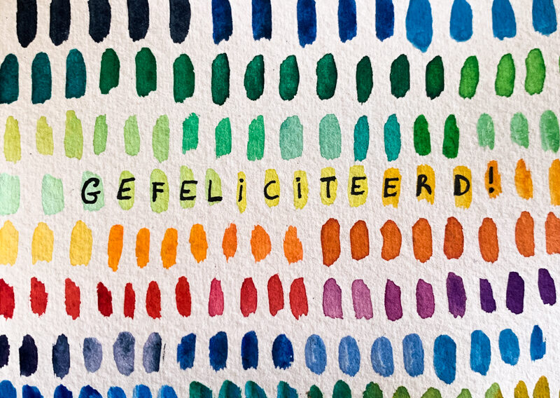 gefeliciteerd, aquarel, felicitatie