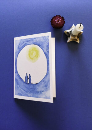 Samen, zon, wenskaart, gevouwen wenskaart, handgemaakt, stel, zon