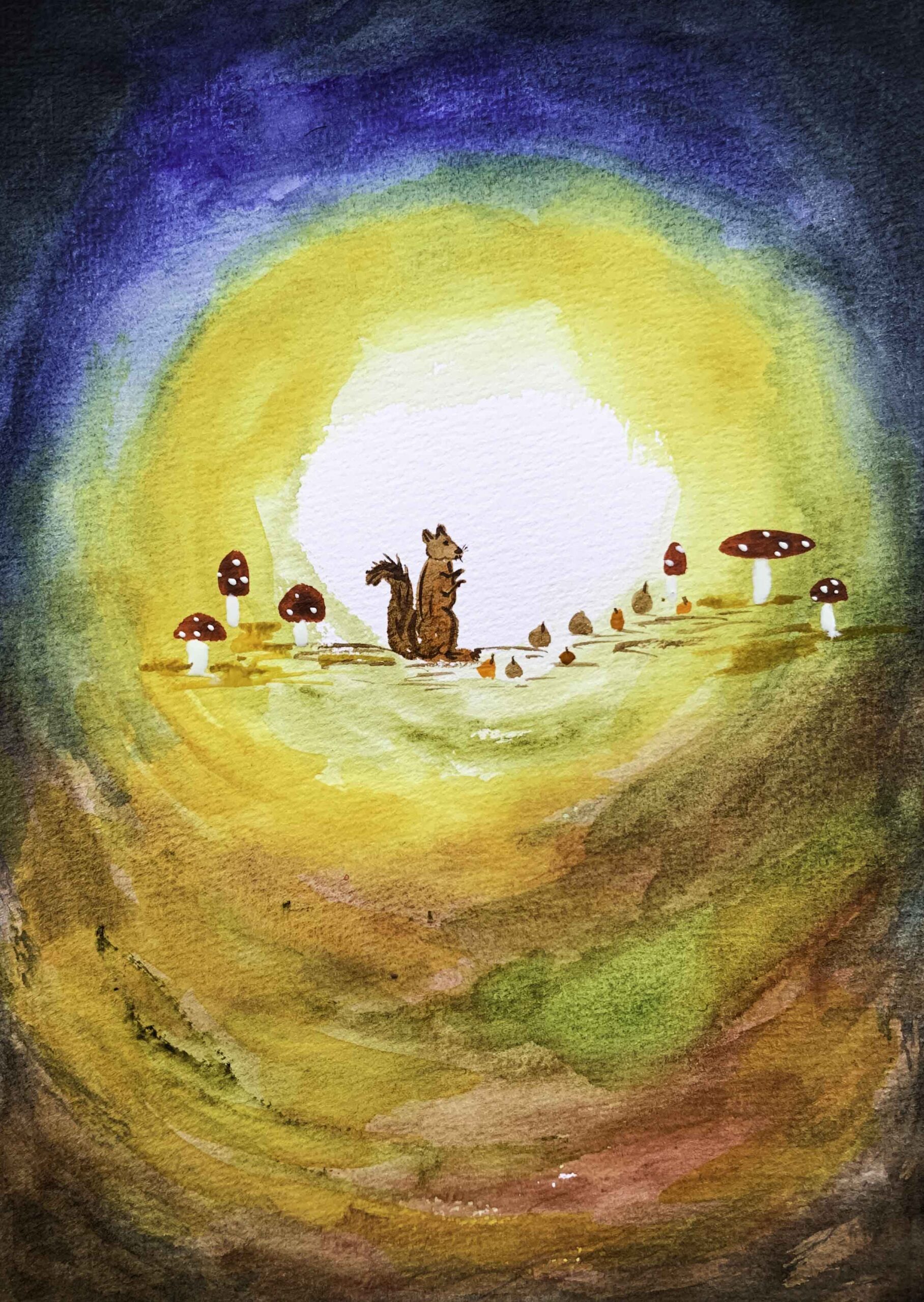 herfst, autumn, marina elisa, handgemaakt, wenskaart, aquarel